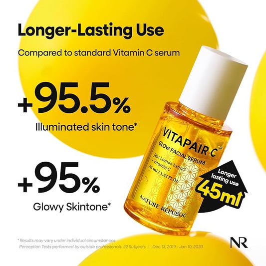 Nature Republic Vitapair C Glow Facial Serum - Vitamin Skin Care, Korean Face Products for Hydrating Beauty, Women Moisturizer, Dry Serums, Sensitive Oily Skincare, Night Moisturizers 45ml /1.52 fl oz
