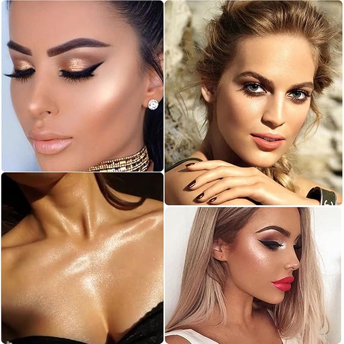 MAEPEOR Body Luminizer 6 Colors Waterproof Smooth Shimmer Face Glow Illuminator Non-sticky Liquid Highlight (30 ML, 05 Champagne Gold)