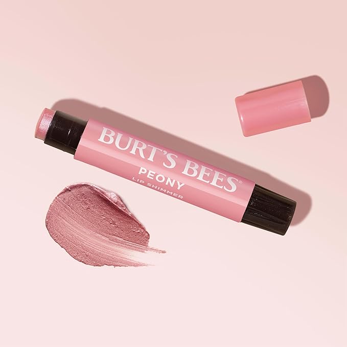 Burt's Bees Lip Shimmer Peony; Warm, Luminescent Color; High Impact, Instant Moisture; with Shea and Cocoa Butters; 100% Natural Origin; 0.09 Ounce (Pack of 1)(Packaging May Vary)