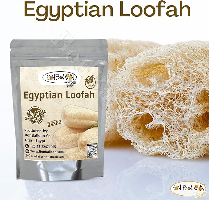 1 Pcs Egyptian Loofah Luffa Loffa Lofa Loofa Scrubber Natural SPA Beauty Bath Body Luxurious Premium for Skin Exfoliating (21.5" / 54 cm)