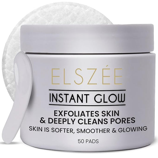 ELSZÉE Instant Glow Exfoliating Treatment Pads | Daily Exfoliant | 2-in-1 Deep Pore Cleansing & Radiance Boost | Luxury London-Formulated Skincare | 30 Pre-Soaked Pads