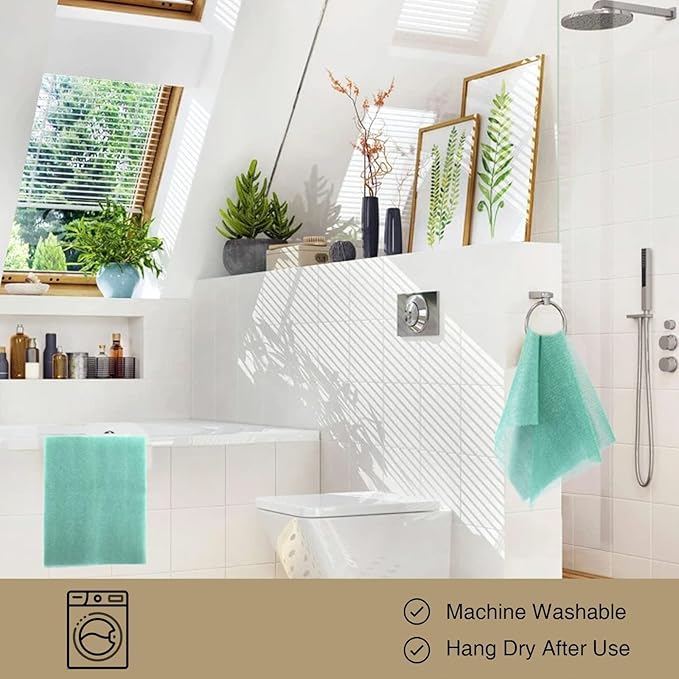 2 Pieces African Bath Sponge African Net Long Net Bath Sponge Exfoliating Shower Body Scrubber Back Scrubber Skin Smoother,Great for Daily Use (Green)