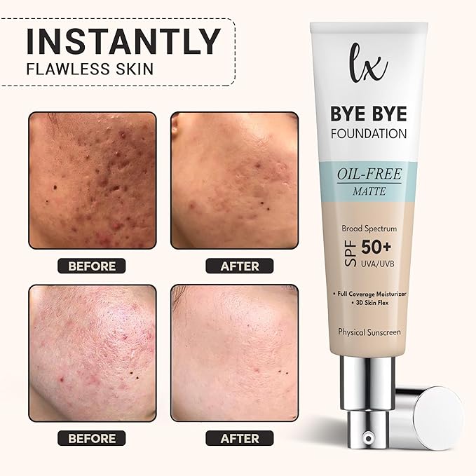 Lx Blend Bye Bye Foundation Oil Free Matte Coverage Moisturizer With SPF 50 (LIGHT) 1 FL OZ