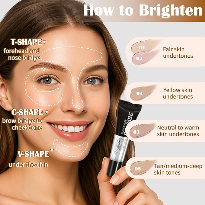 UCANBE Stay-Put Full Coverage Concealer, Long-Wear Waterproof, Under Eye Brightener Concealer, Color Corrector for Dark Circles, Acne, Blemishes, Redness Color Correcting Cream (02 FAIR PINK)