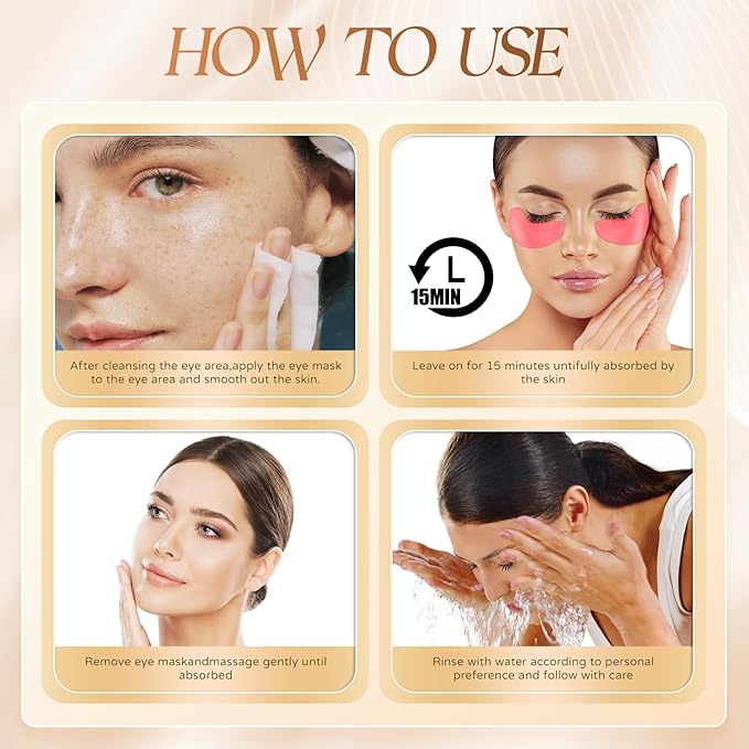 60Pcs Under Eye Patches for Dark Circles, Pro-Xylane Bose Eye Mask to Reduce Puffiness, Wrinkles & Fine Lines, Hydrating & All-Natural Skin Treatment Pads Spa Gifts for Women & Men