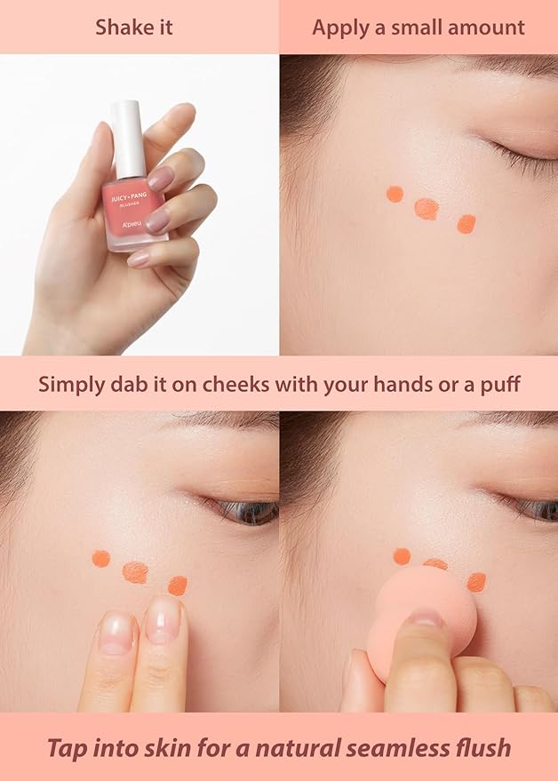A'PIEU Juicy-Pang Water Blusher [CR01] (0.31 fl oz) - Dewy-Liquid Cheek Color with Fruity Tint and Soft Blendable Texture. Fruit Extract Blend, Rose Flower Water.