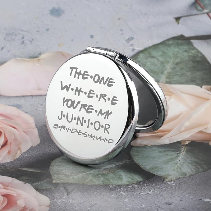 BAUNA Junior Bridesmaid Gift Bridesmaid Proposal Gift The One Where You're My Junior Bridesmaid Compact Mirror for Bridesmaid (Where JuniorB CMS)