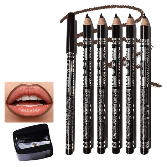 6PCS Matte Lip Liner Set - Premium Waterproof Brown Lip Liner Pencils for Defining & Filling Lips, Long-Lasting Smooth Lip Makeup, High Pigmented Lip Liner Pack for Perfect Nude & Natural Looks #3