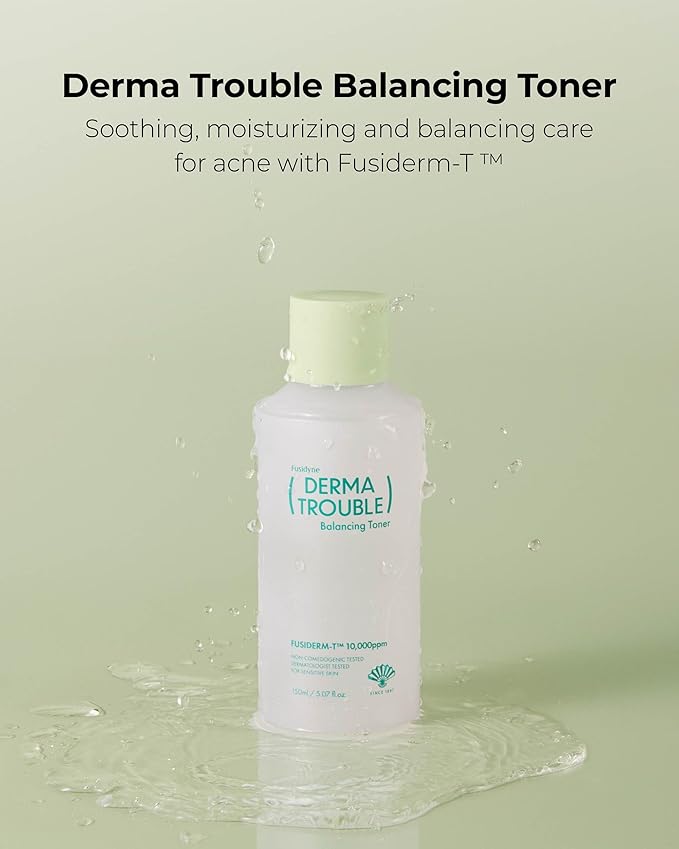 Derma Trouble Balancing Toner (5.07fl oz) Toner Improve Rough Skin Texture pH Balance, Moisture. Soothing Formula for Comedonal Acne Korean Skin Care Fusiderm-T 10000ppm