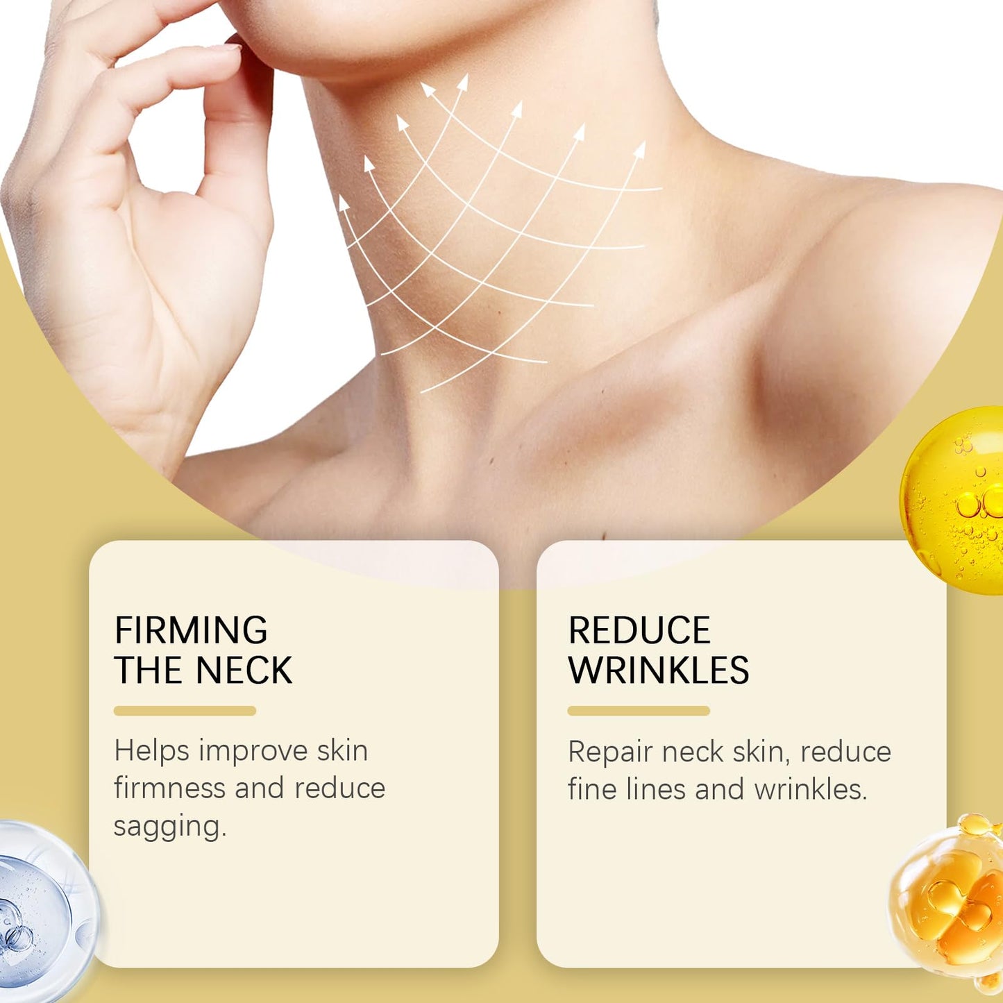 AH-8 Firming Neck Cream for Crepey Skin Body Care Comfort, 2025 New Upgrade Lifting Neck Firming Cream with Roller, Reduces Wrinkles Fine Lines, Moisturizing, Tightening Skin Care Skin Repair