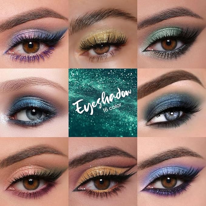 16 Colors Eyeshadow Palette,Matte&Glitter&Shimmer Eyeshadow Makeup,Naturing-Looking,High Pigment Waterproof Eye Shadow Palette Makeup, 100% Cruelty-free (04#Super Flash Series)