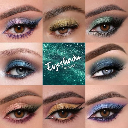 16 Colors Eyeshadow Palette,Matte&Glitter&Shimmer Eyeshadow Makeup,Naturing-Looking,High Pigment Waterproof Eye Shadow Palette Makeup, 100% Cruelty-free (04#Super Flash Series)