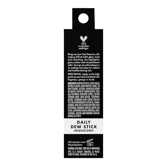 e.l.f. Daily Dew Stick, Cooling Highlighter Stick For Dewy Skin, Gives Your Complexion A Radiant Glow, Vegan & Cruelty-Free, Iridescent