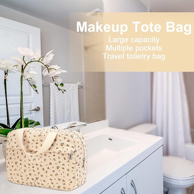 Makeup Bag for Women Cosmetic Bag Large Make Up Organizer Travel Toiletry Bags Waterproof Zipper Tote Pouch Purse for Girls