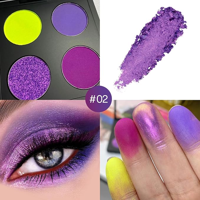 Afflano Duochrome Eyeshadow Palette, Multichrome Purple Eyeshadow Palette, Ultra-Pigmented Purple and Yellow Shades, Matte Metallic Finish