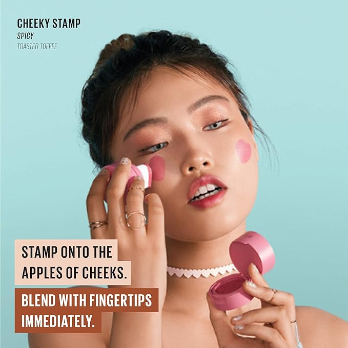 KAJA Blusher - Cheeky Stamp 07 Spicy | Kbeauty, Cute Makeup, Buildable & Blendable Shade with Heart-shaped Applicator, Sunkissed Finish, Travel size, Hygienic, Portable, Korean Makeup, 0.17 Oz