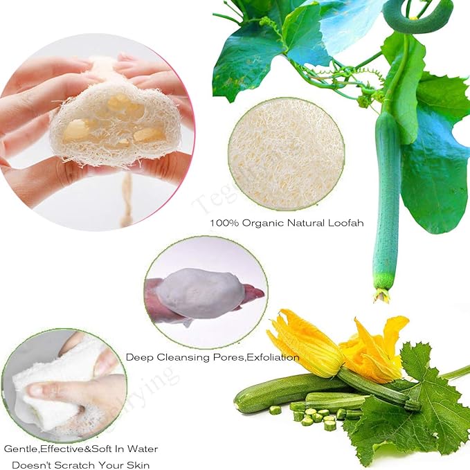 Loofah Sponge Exfoliating,6 Packs Natural Loofa Large Back Scrubber for Men Women Bath Shower Body Skin Care Cleansing Luffa 5 inches Long