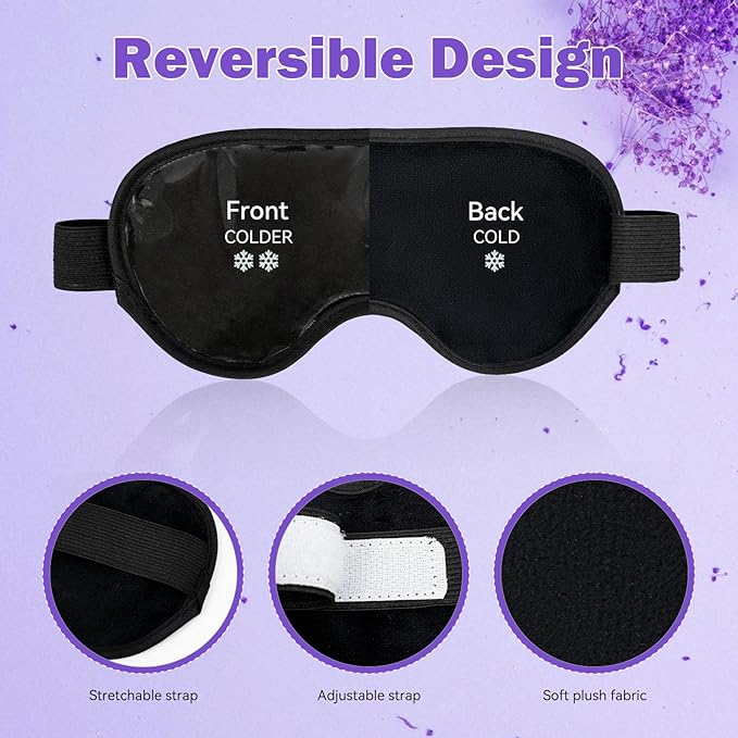 2 PCS Cooling Gel Eye Mask Reusable Cold Eye Mask, Frozen Eye Mask Ice Eye Compress Ice Pack, No Freeze, Cool Relaxation, Comfort Snug Fit, Eye Cover Ice Mask with Mineral Mud for Office, Home