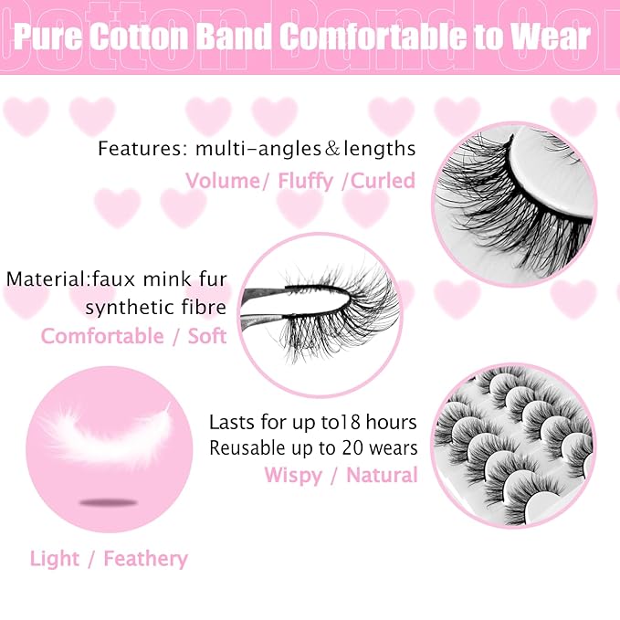 3D Fluffy Strip Lashes - Ultra Soft & Natural Looking False Eyelashes for Instant Volume | Easy to Apply, Reusable