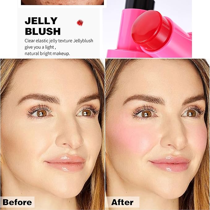 Cooling Water Jelly Tint Blush, Multi-Use Love Blush Tint Stick, Sheer Lip & Cheek Stain Makeup Stick, Moisturizing Buildable Bouncy Jelly Texture, Cruelty Free (05#, 0.32oz)