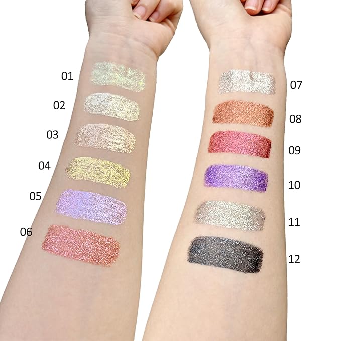 Mysense Liquid Glitter Eyeshadow,Shimmer Liquid Eye Shadow,Creates Multi-Dimensional Eye Glitter Makeup Looks,Quick Drying,Smudge Proof,11 Silver