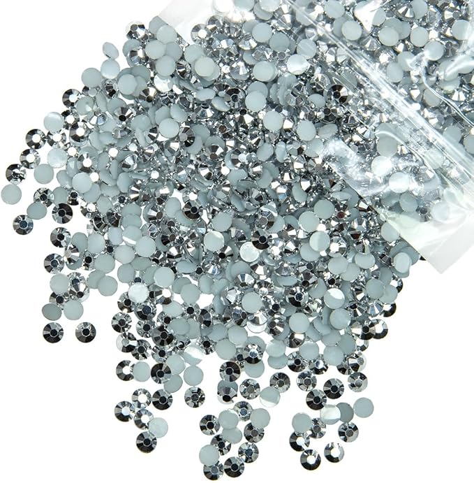 620PCS 6mm Silver Resin Rhinestones for Crafting Flatback Mine Silver Rhinestones Bulk SS30 Stones Diamonds Crystals Gems Charms for Nails Face Eyes Makeup Mugs Tumblers Bottles Cups DIY Crafts