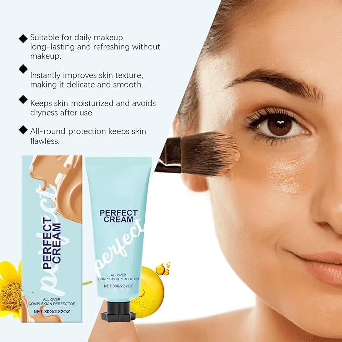 Supreme CC Waterproof Concealer Cream, Creme All-Over Complexion Perfector, Hydrating Full Coverage Concealer, Long-Lasting CC Cream Foundation, Transfer-Resistant Skin Tint