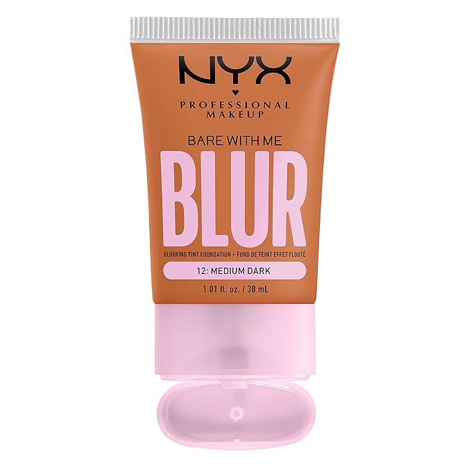 NYX PROFESSIONAL MAKEUP Bare With Me Blur Skin Tint Foundation Make Up with Matcha, Glycerin & Niacinamide - Medium Dark