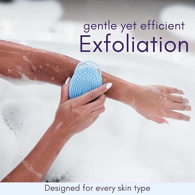 Avilana Silicone Body Scrubber – Dual-Sided Exfoliator for Men & Women, Gentle Loofah Alternative, Easy-to-Clean Silicone Shower Scrubber (S2-Blue)