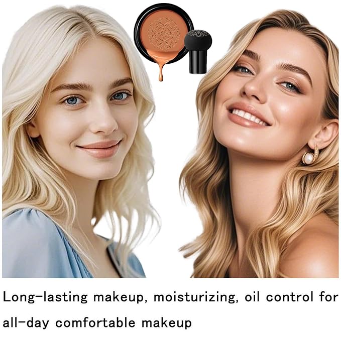 Mushroom Head Air Cushion CC Cream Foundation, BB Cream Concealer Lasting Makeup Foundation, Waterproof Oil Control Long-Lasting Nude Makeup, Even Skin Tone Primer