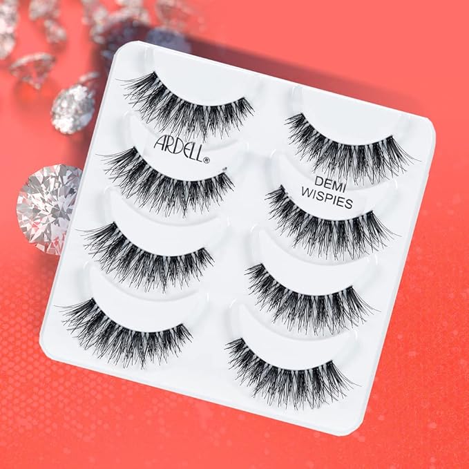 Ardell Demi Wispies False Eyelashes, Black - Full Volume Demi Wispies, Reusable Strip Lashes for Eye Make-up Enhancement, 2 Pack