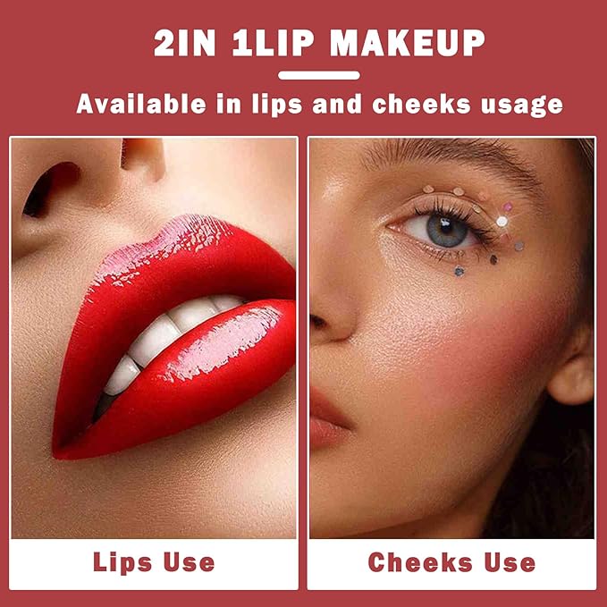 3PCS Lip Tint Stain Set Water Tint Vivid Color Lip Stain Long Lasting Waterproof Lip Gloss Moisturizing Multi-Use Matte Liquid Lipstick Lip and Cheek Tint Makeup - Set B