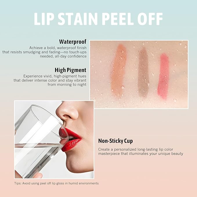 3 Colors Lip Stain Peel Off Long Lasting Brown Lip Liner Set Waterproof Transfer Proof Nude Lip Tint Matte Finish Tattoo Lipstain Marker Non-Stick Cup Lip Gloss Makeup for Women