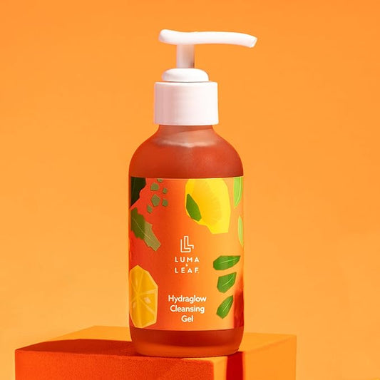 LUMA & LEAF Hydraglow Gel Face Cleanser - 3.8 fl oz Brightening Daily Cleanser Face Wash with Botanical Fruit Enzyme Blend and Hyaluronic Acid Hydration – For all Skin Types