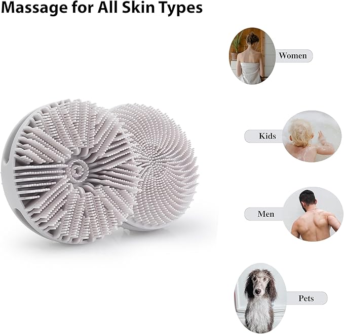 4 PC Silicone Exfoliating Body Scrubber, Silicone Body Shampoo Brush, Soft Silicone Loofah for Sensitive Skin, Shower Silicone Hair Scalp Massager, Easy to Clean, Lather Well