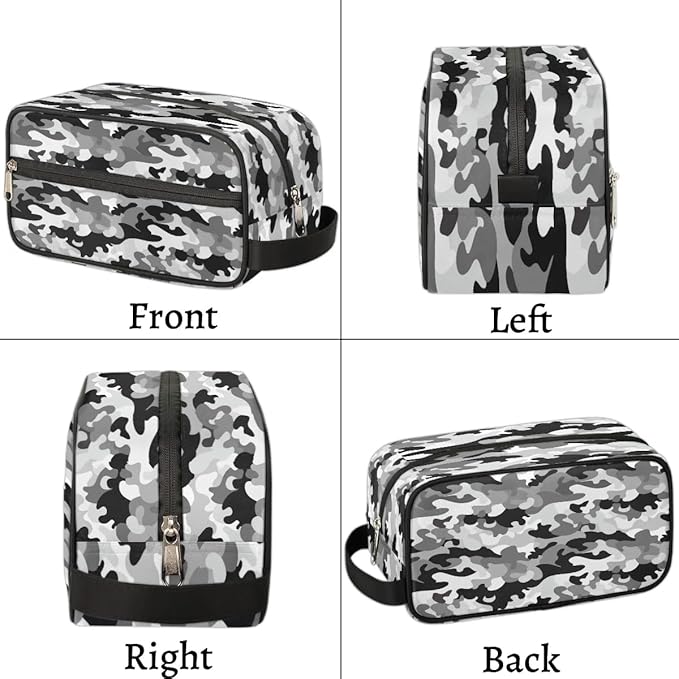 Black Grey Camouflage Hanging Makeup Bag,Toiletry Bag for Women Girl,Travel Cosmetic Bag,Approved Hygiene Bag Waterproof Dopp Kit Organizer for Toiletries Shower Bathroom Carry-on Accessories Gifts
