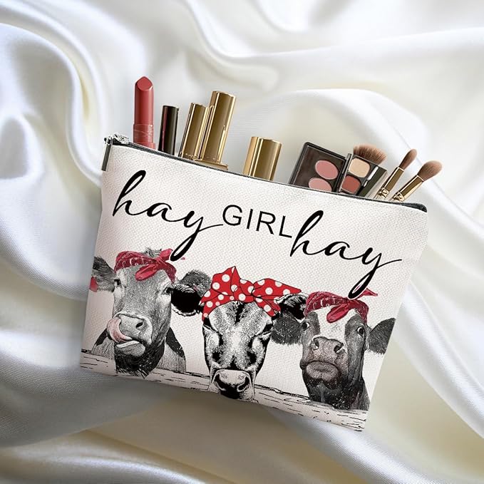 2pcs Funny Farm Animals Cow Stuff Western Makeup Bag, Farm Animals Cosmetic Bag Cow Gifts for Women Female Girls Sister BFF, Christmas Birthday Gift, Western Stuff Travel Toiletry Bags