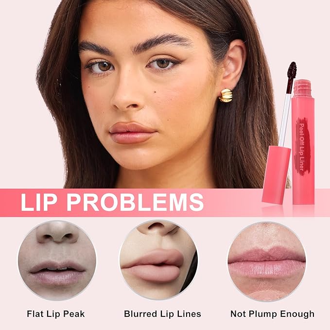 Lip Stain Peel Off - Long Wear Tattoo Lip Liner, Waterproof & Transfer-proof Peel Off Lip Stain with Matte Finish, Lip Tint For All Skin Types (Nude, 1 Count(Pack of 1))