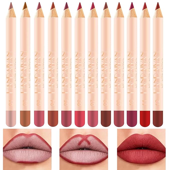 12 Colors Matte Lipstick Long-lasting Lip Liner Pen Set Waterproof Non-stick Lip Liner Pencil 1.2g*12 Easy to Apply
