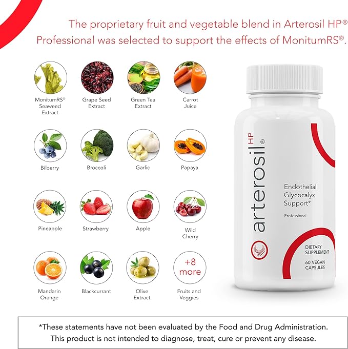 Arterosil HP Professional - Endothelial Glycocalyx Support - Heart Health Support - Artery Health Support - Circulation Support – MonitumRS® Rhamnan Sulfate - Monostroma Nitidum