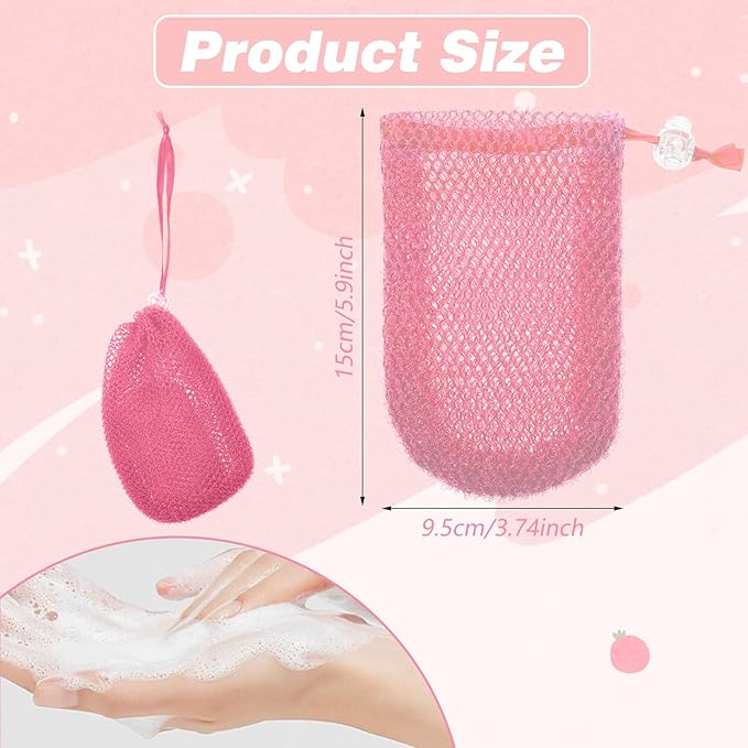 6 Pack Soap Bags for Soap Bars, Reusable Mesh Soap Saver Bag Hangable Bar Soap Pouch Exfoliating Soap Bag Mesh Bar Soap Loofah Holder Pouch Bubble Foam Net Shower Body Facial Cleaning