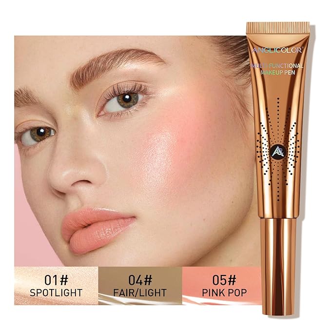 3PC Liquid Contour Blush Highlighter Beauty Wand Set - Smooth & Lightweight Contour Stick for Liquid Contour, Blush, Highlighter Application, Vegan & Cruelty-Free (01+04+05)