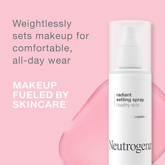 Neutrogena Radiant Makeup Setting Spray, Long-Lasting & Weightless Face Setting Mist for Healthy Looking, Glowing Skin, 3.4 Fl Oz