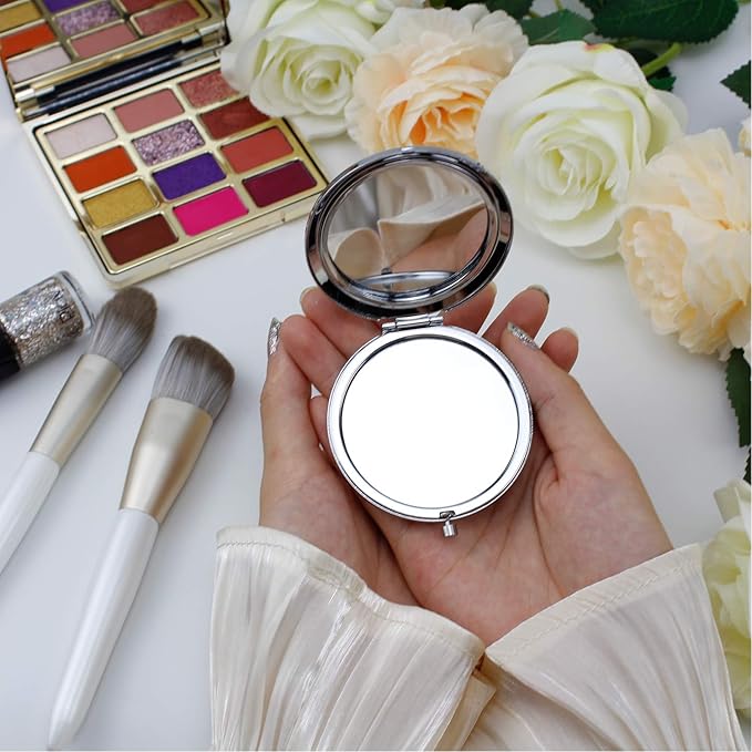 2008 15th Happy Birthday Gifts Stainless Steel Rose Gold Compact Pocket Travel Makeup Mirror Inspiration Present Behind You All Your Mermories (Rose Gold)