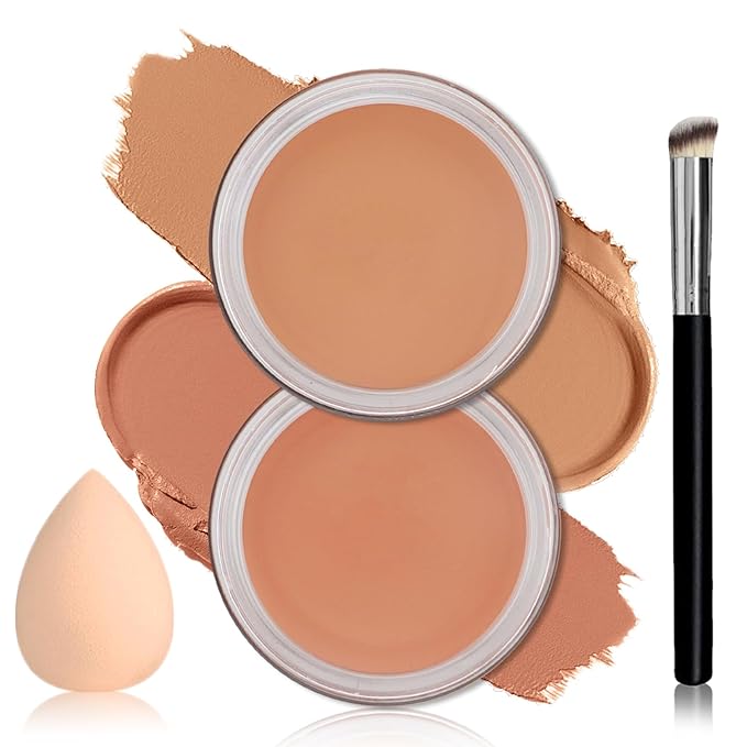 2PCS Under Eye Concealer for Dark Circles Color Correcting Corrector Full Coverage,Pro Tattoo Cover up Makeup Concealer Makeup (05 Mediun Honey+06 Tan)