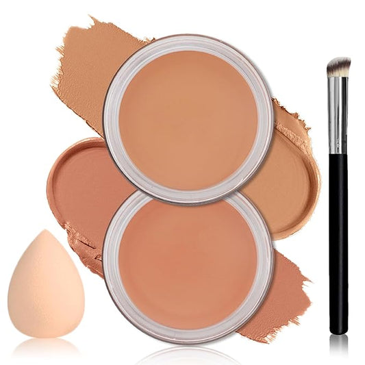 2PCS Under Eye Concealer for Dark Circles Color Correcting Corrector Full Coverage,Pro Tattoo Cover up Makeup Concealer Makeup (05 Mediun Honey+06 Tan)
