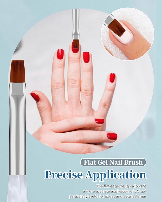 3PCS Nail Polish Clean Up Brush, Round&Falt&Angled Acetone Resistant Nail Brush for OPI Nail Polish Remover, Fingernail Cleaning Brushes at Home Nail Art and Designs(Calligraphy White)