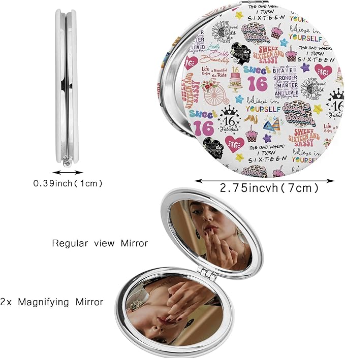 MAOFAED 16th Birthday Gift Sweet 16 Birthday Gift Sweet Sixteen and Sassy Makeup Mirror Fabulous 16 Gift (16birthday Mirror)