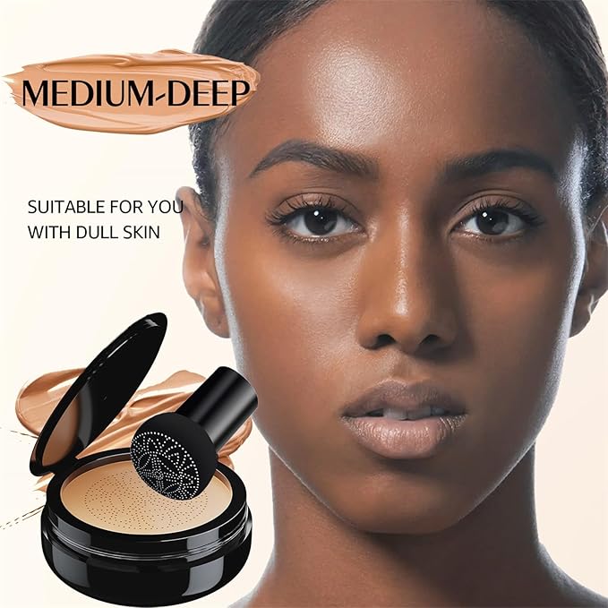 Mushroom Head Air Cushion CC Cream Foundation Moisture Cushion BB Cream for Women & Girls All Skin, Waterproof Full Coverage Self Adjusting Concealer (Medium)