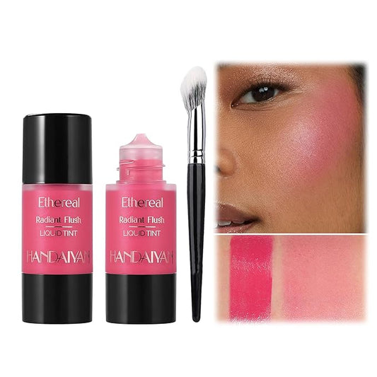 Liquid Blush for Cheeks, Blendable Cheek Tint, Long-lasting Liquid Blush with Naturally Radiant Finish, Daily Use Makeup Blush Drop with Brush-BABY
